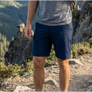 Merrell Mens Hiking Shorts Blue Size 34 Nylon Stretch Cargo Utility 1864062